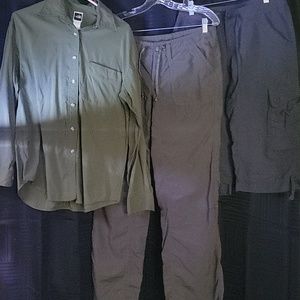 Northface,  shirt, capris and pants